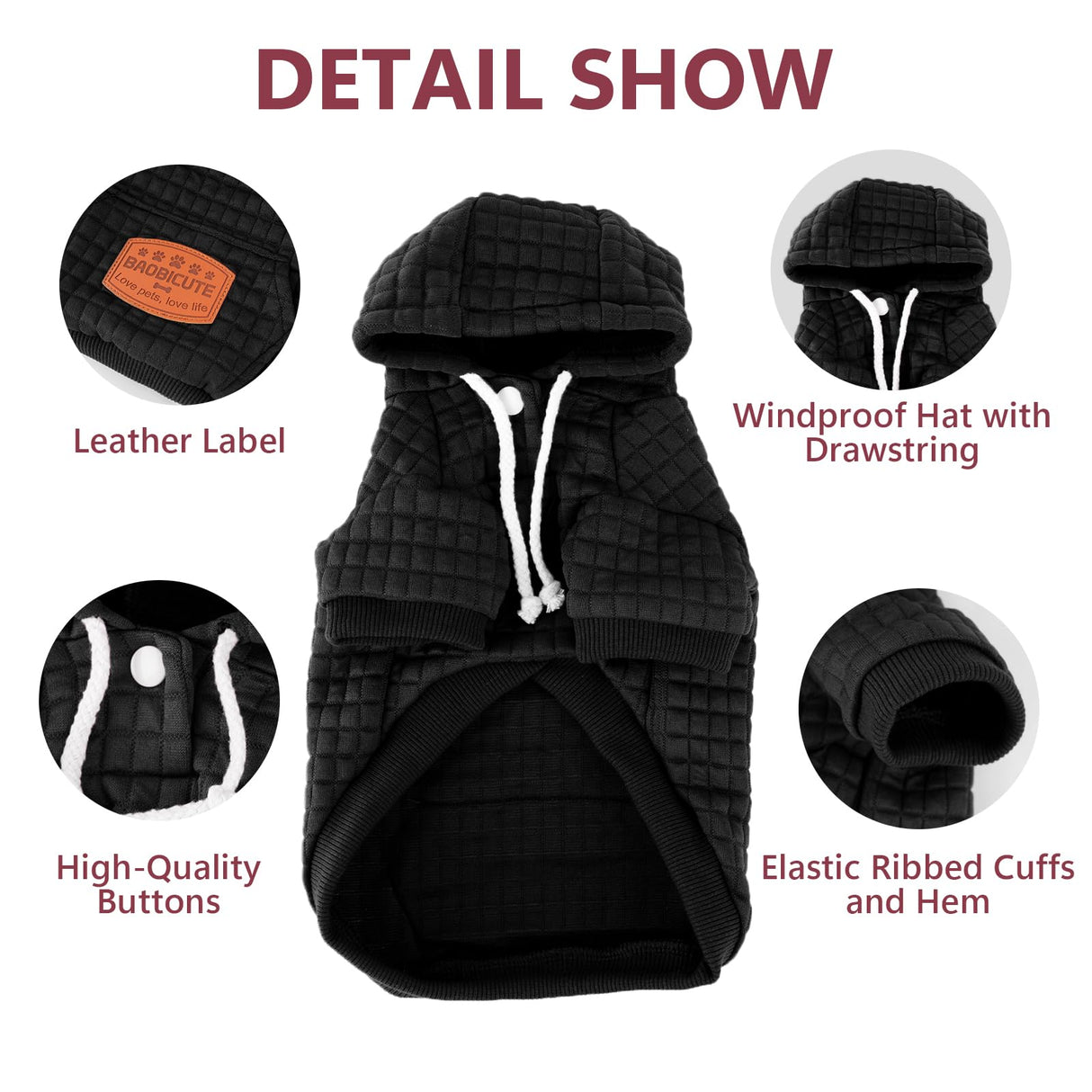2 Pack Dog Hoodie Sweaters for Small Medium Dogs Warm Dog Clothes for Large Dogs Soft Waffle-Like Laminated Sweatshirt Bulldog (Black+Grey, M/L (Back: 17",Chest: 24.5", Neck: 14.5"))