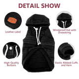 2 Pack Dog Hoodie Sweaters for Small Medium Dogs Warm Dog Clothes for Large Dogs Soft Waffle-Like Laminated Sweatshirt Bulldog (Black+Grey, M/L (Back: 17",Chest: 24.5", Neck: 14.5"))