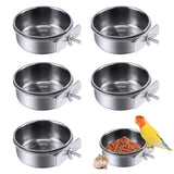 PINVNBY Parrot Feeding Cups Birds Food Dish Stainless Steel Parrot Feeders Water Cage Bowls with Clamp Holder for Cockatiel Conure Budgies Parakeet Parrot Macaw Small Animal Chinchilla Pack of 6