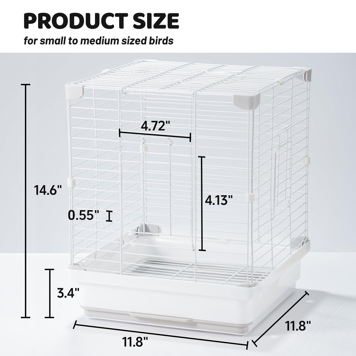14.6" Portable Travel Bird Cage, Parrot Cage, Ample Room for Tail Movement, with Food Box, Perch, Water Bottle, for Vet Visit, Short Trip, Parakeet, Cockatiel, Budgie, Small Medium Birds