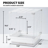 14.6" Portable Travel Bird Cage, Parrot Cage, Ample Room for Tail Movement, with Food Box, Perch, Water Bottle, for Vet Visit, Short Trip, Parakeet, Cockatiel, Budgie, Small Medium Birds