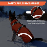 BRKURLEG Dog Winter Jackets for Large Dogs, Dog Coat with Harness Built in, Dogs Snowsuits with Zipper, Waterproof Windproof Pet Puffer Jacket Fleece Vest for Labrador, Dalmatian, Orange XXL