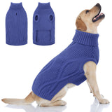 Queenmore Large Dog Sweater, Dog Sweaters for Large Dogs, Thanksgiving Fall Knit Pet Kintwear, Turtleneck Stretchy Christmas Pet Sweater, Winter Warm Clothes for Labrador, Doberman, Royal Blue,2XL
