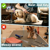 Huioqwe Pet Grooming Organizer for Scissors Brushes and Tools - Rotatable Multi Compartment Grooming Arm Stand