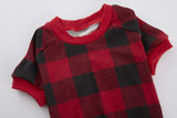 Red Plaid Christmas Clothes for Dogs Pajamas Onesie PJS, Back 23" XLarge