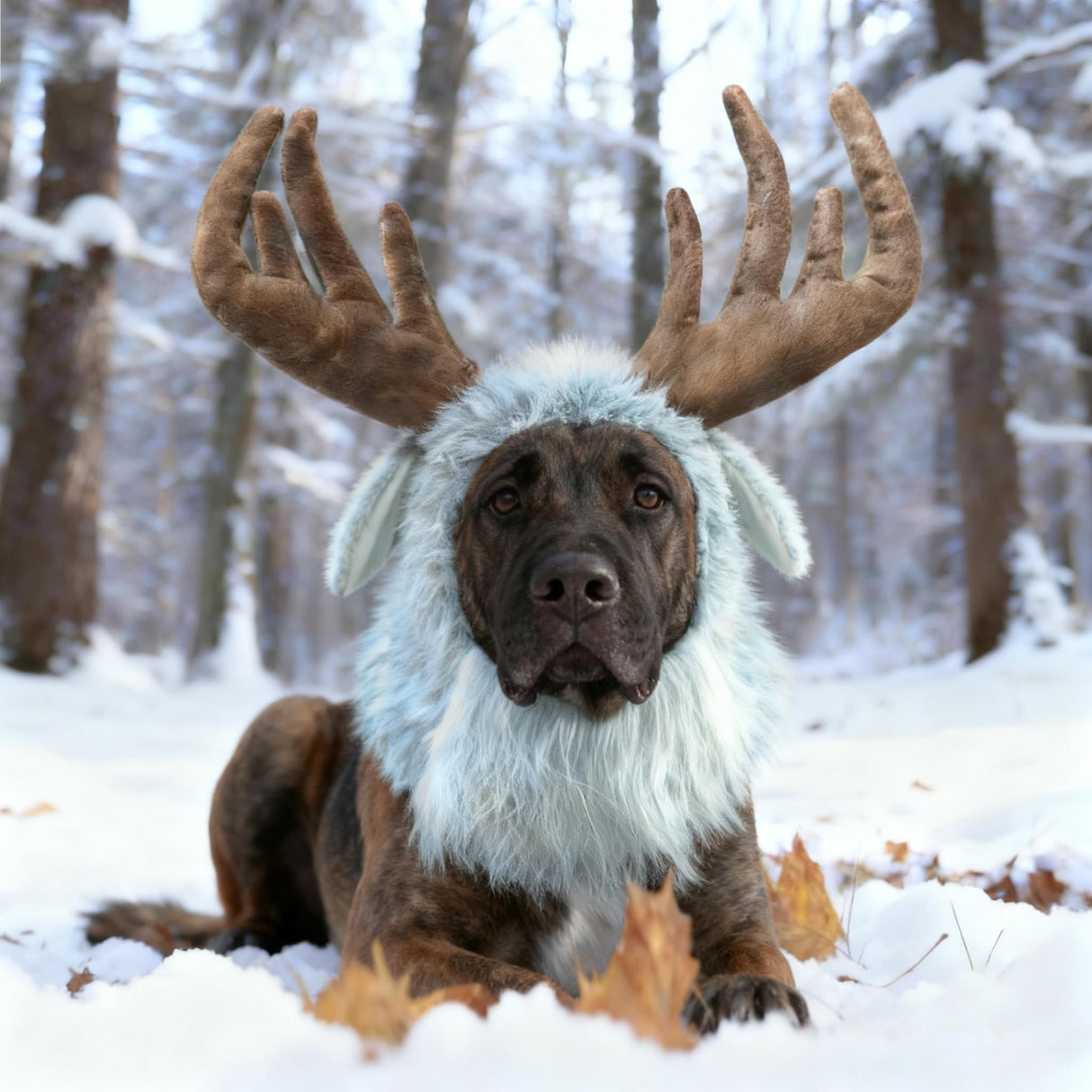 Onmygogo Funny Dog Halloween Costumes, Cute Furry Pet Wig for Halloween Christmas, Pet Clothing Accessories (Moose, Size M)