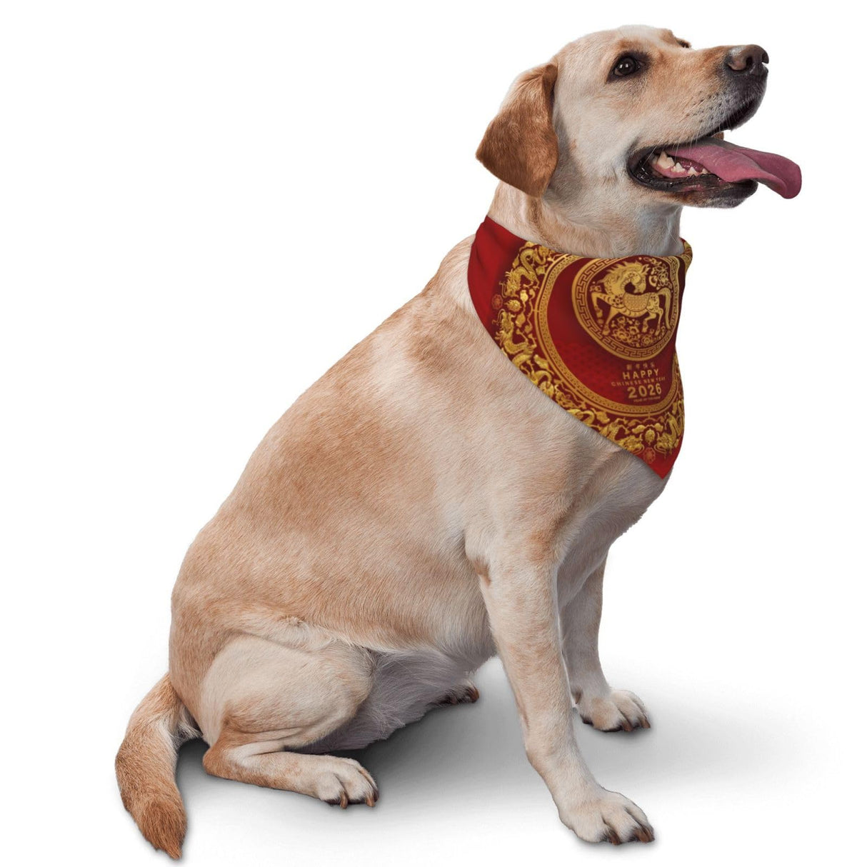 Year of The Horse 2026 Happy Chinese New Year Dog Bandanas Triangle Reversible Dog Scarf Bibs Adjustable Pet Scarves Accessories for Small Medium Dogs Pets Cats
