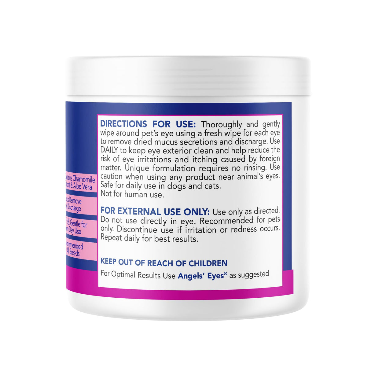 ANGELS' EYES Gentle Tear Stain & Pet Eye Wipes for All Dogs & Cats Textured Grooming Wipes Remove Discharge & Mucus, Reduce Tear Stains, Hypoallergenic with Aloe & Chamomile, 100ct