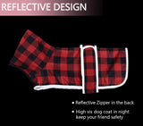 Geyecete Dachshund Winter Coat Grid Waterproof Dog Coats Quilted Dog Jacket Thermal Coat,with Warm Flannel Lining Outdoor-Red-S