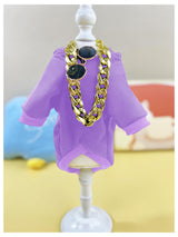 QWINEE 3Pcs Dog Hoodie Cat Apparel Dog Custume Set with Necklace and Sunglasses Pet Clothes for Puppy Small Medium Dogs Cats Mauve Purple Small