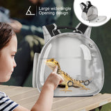 Guinea Pig Backpack Carrier, Bearded Dragon Carrier Backpack with Clear Bubble Window,Small Animal Travel Backpack for Hedgehog Rat Parrot,Rabbit,Sugar Glider,Airline Approved(Black, Backpack)
