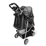 Pet Strollers for Small Medium Dogs & Cats, 3-Wheel Dog Stroller Folding Flexible Easy to Carry for Jogger Jogging Walking Travel with Sun Shade Cup Holder Mesh Window (Black)