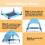 SweetBin S/M/L Outdoor Elevated Dog Cot with Canopy & Side Shade for Camping Small Medium Dogs (Carry Bag), Portable Cooling Raised Dog Bed