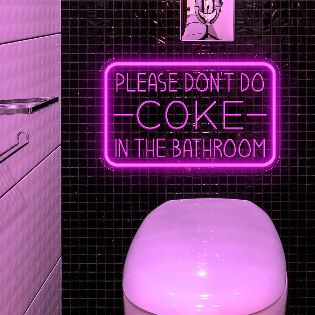 Please Don't Do Coke in The Bathroom Neon Sign for Wall Decor,USB Powered LED Neon Light with Adjustable Brightness,Light Up Sign for Party Decor,Bathroom,Christmas Gifts