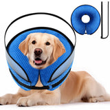 2-in-1 Soft Inflatable Dog Cone Collar Alternative with Enhanced Anti-Licking Guard Shield, Dog Donut Collar After Surgery, Adjustable Cones for Large Medium Small Dogs and Cats (Blue,L)