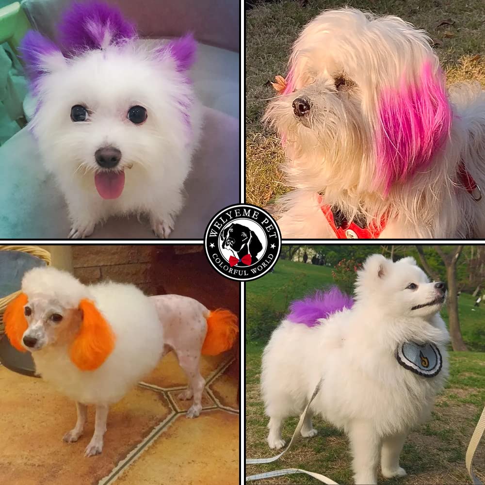 WELYEME Dog Hair Dye Rainbow, Permanent Pet Hair Dye, Professional Dog Safe Hair Dye, Bright Color for Dogs and Horses(Rainbow)