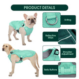 Kuoser Dog Cooling Vest Harness, Small Dog Cooler Jacket with Adjustable Buckle for Outdoor Beach, Hiking, Training Green S