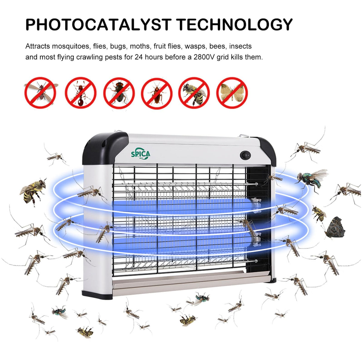 SPICA 2 Pack Insect Killer Bug Zapper Indoor, 20W Electronic Mosquito Fly Moth Wasp Pest Killer, Includes 4 Replacement Light Bulbs