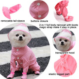 Zunea Waterproof Dog Raincoat with Hood for Small Dogs Rain Poncho Jumpsuit with Rain Boots Puppy Hooded Slicker Rainwear Four-Legged Pet Rain Jacket for Walking Pink M