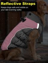 AURUZA Dog Coat, Warm Dog Winter Coat Waterproof Small Dogs Jacket with Harness Built Reflective Pet Vest with Zipper for Medium Dogs Windproof Pet Fleece Puffer Vest Snow Jacket for Cold Weather,Pink