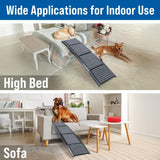Japard Dog Ramp for Car, 63" Long & 17" Wide Folding Portable Pet Stair Ramp with Non-Slip Rug Surface, Extra Wide Dog Steps for Medium & Large Dogs Up to 165LBS Enter a Car, SUV & Truck