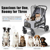 EchoSmile Dog Stroller for Large Dogs, 135lbs Weight Extra Large Pet Stroller, 4 Wheels Cats & Dogs Carrier with Brakes, Breathable Mesh Windows & Pocket, Gray