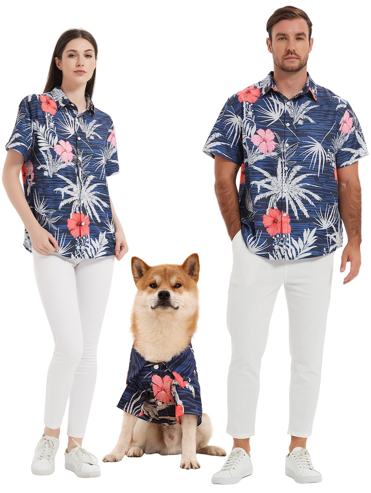 Kercynar Dog Shirt, Hawaii Dog Shirt Dog Style Floral Cool Clothes Hawaiian Shirts for Small Dogs Owner and Pet Shirts are Sold Separately