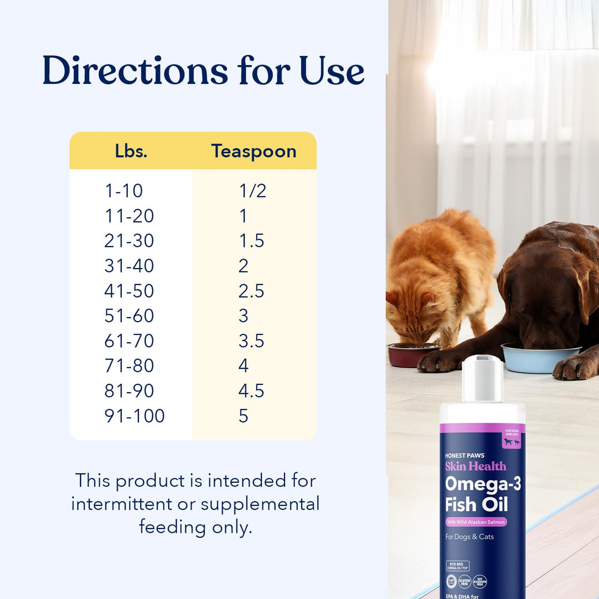 Honest Paws Salmon Oil for Dogs & Cats – Omega 3 Fish Oil Supplement for Skin, Coat, Joint & Heart Health – Natural, Sustainably Sourced Wild Alaskan Salmon, 16 oz