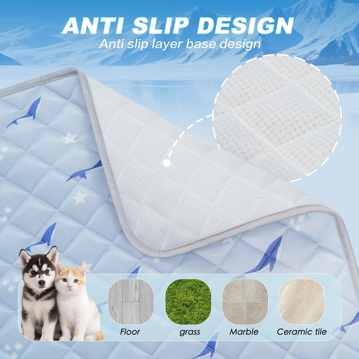 Velvopet Dog Cooling Mat, Cooling Mat for Dogs, Breathable Dog Bed with Non-Slip Design, Portable & Washable Pet Pad for Indoor, Outdoor, Crate, Summer Cat Bed, Cool Pet Pad, Gel-Free, 39"x58"