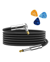 Guitar Cable, Guitar Cord 10ft, AMP Cord for Bass & Electric Guitars/Keyboard/Mandolin, Pro Audio Instrument Cable (Right Angle to Straight, Black)