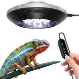 LED UVB Light for Reptiles, 8W UVA UVB Lamp – Timer Switch, Adjustable Brightness, Ferguson Zones 1-4, Energy-Efficient, UVI Lamp for Bearded Dragons, Chameleon, Lizard, Snake, Gecko – Silver