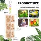 JONS NTY 2 Pcs Wooden Bird Chew Toys - 7.9 Inch Hanging Parrot Toys, with 92 Detachable Corks, Relieve Boredom & Anxiety, Foraging Toys, for Parakeet, Cockatiel, Conure, Budgie, Lovebird