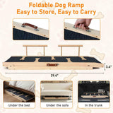 Dog Ramp Adjustable 5 Heights, Non-Slip Design with Leather Handle for Easy Transport & Storage, Perfect for Beds and Couches-Ideal for Small to Large Dogs