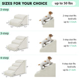 Mesa Lemon Dog Stairs & Steps for High Beds, 2 Steps High Density Foam Waterproof Dog Ramp for Small Dogs and Cats, Pet Stairs with Washable Cover for Bed, Couch, Sofa and Car, Beige (H: 11.8")