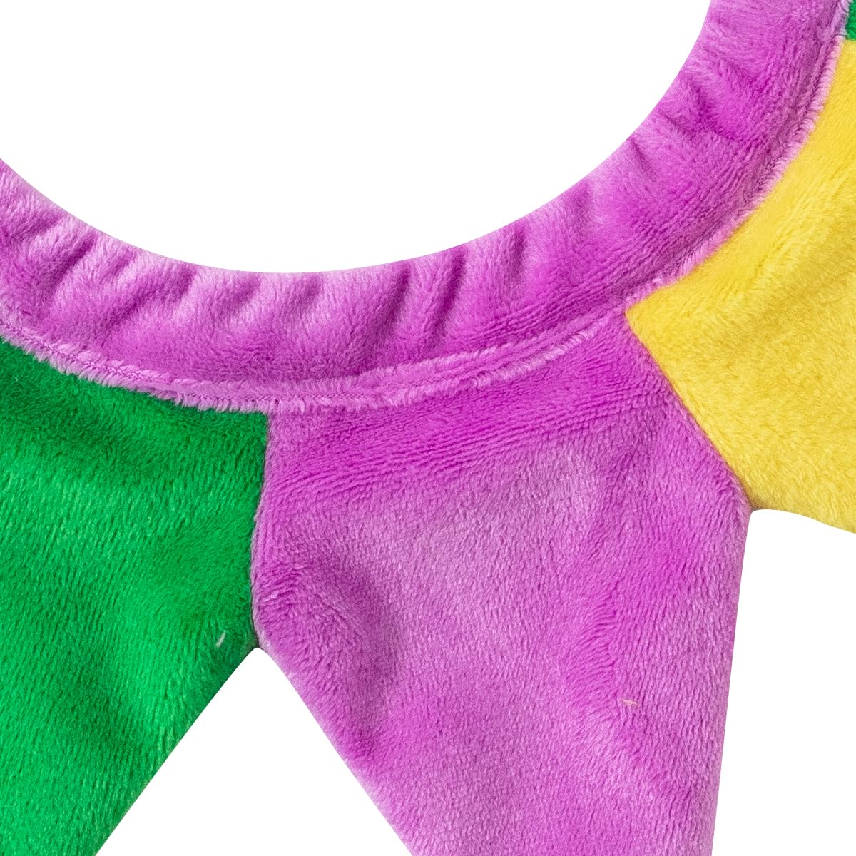 Dog Mardi Gras Neckpiece Collar Costume Clown Jester Pet Costume Golden Green Purple Puppy Dress Up (One Size