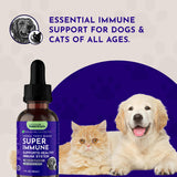 Animal Essentials Super Immune - Dog & Cat Immune Support for Puppies with Olive Leaf Extract & Echinacea, Olive Root for Dogs, Supports Respiratory Health & Overall Wellness - 2 fl oz