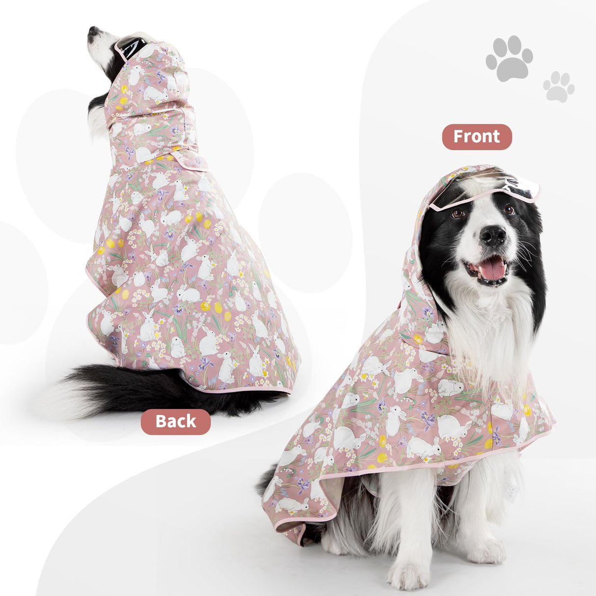 ExploreU Dog Raincoat, Waterproof Windproof Dog Rain Jacket with Hood, Rain Coat with Leash Hole, Adjustable Raincoat Poncho for Small Medium Large Dogs Outdoor (Pink, M)