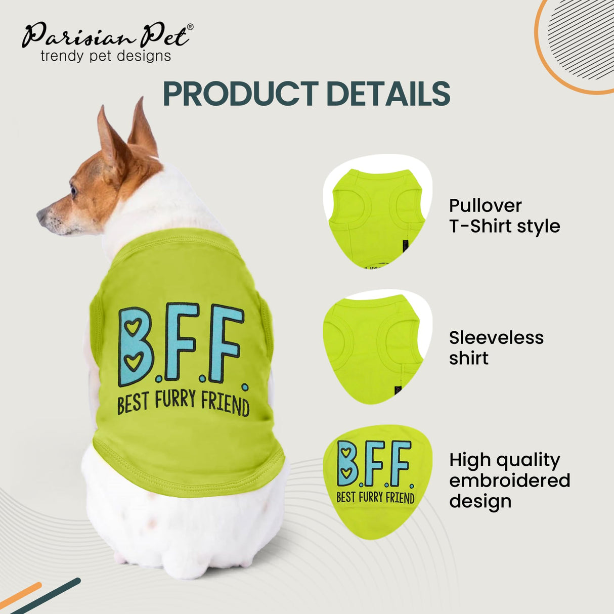 Parisian Pet Dog Shirt – 100% Cotton Shirts for Medium Dogs – Sleeveless Puppy Clothes – Lightweight Pet Apparel – Breathable Soft Dog Clothes and Tank Tops - Stretchy Funny T Shirts for Dogs