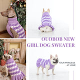 OUOBOB Dog Sweaters for Large Dogs Girl, Dog Sweater Dress with Leash Hole, Thick Turtleneck Knitwear for Female Dogs, Warm Fall Winter Dress for Cold Weather, Thanksgiving, Christmas - Purple XXL