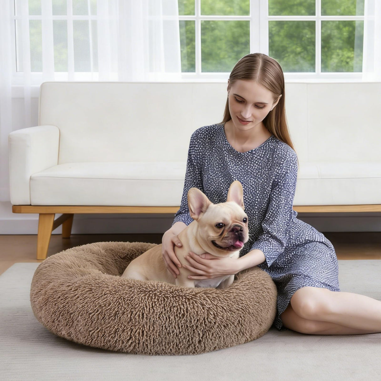 MIXJOY Orthopedic Dog Bed Comfortable Donut Cuddler Round Pet Beds Ultra Soft Washable Dog and Cat Cushion Bed (20''/23''/30'') (30'', Brown)