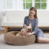 MIXJOY Orthopedic Dog Bed Comfortable Donut Cuddler Round Pet Beds Ultra Soft Washable Dog and Cat Cushion Bed (20''/23''/30'') (30'', Brown)