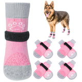SCENEREAL Double Side Anti-Slip Dog Socks for Hardwood Floors to Stop Licking Paws, Non-Slip Dog Shoes for Hot/Cold Pavement, Slipping, Paw Protectors with Grippers Pink Pearl Paw XL