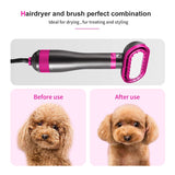 HimyBB Dog Hair Dryer, 2-in-1 Dog Hair Blower with Brush, 3-Modes Blow Professional Home Grooming Drying for Small Large Cat Pet Puppy Rose