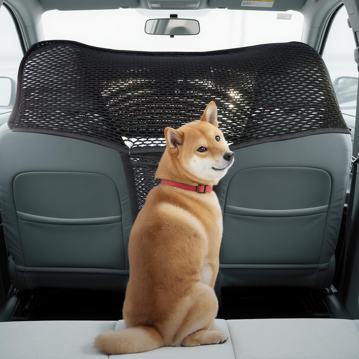 LITTOU Car Dog Barrier Net Car Mesh Organizer Back Seat Divider for Dog Easy Install 2 Pieces (for Split Seats)