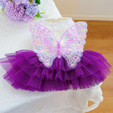Cute Striped Tutu Dress for Dogs - Bear Pattern Puppy Princess Outfit, Comfortable Breathable Summer Clothes for Small Female Dogs, Chihuahua Yorkie Holiday Birthday Apparel