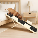 Upgraded Dog Ramp for Bed, Couch, Car, Foldable Pet Ramp, Non-Slip Pad & Safety Baffle-6 Adjustable Height 12" to 30", Portable Stable Pet Steps for Small & Medium Old Dogs & Cats ﻿