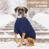 Queenmore Large Dog Sweater,Dog Fleece Sweater,Sweaters for Large Dogs,Sweatshirts for Dogs Girl Boy,Warm Soft Fleece Lining Crewneck Pet Winter Sweatshirts for Male Female Cats Puppy,Blue