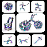 Fidget Pen Decompression Magnetic Metal Pen, Toy Pen Relieving Stress Build Various of Shapes, Strato Pen Multifunctional Deformable Magnet Writing Pen Polar Pen for Christmas Gift (Pen Colorful)