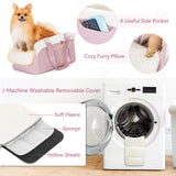PETSFIT Cat Car Seat, Portable Console Dog Car Seat with Safe Protective Hooks, Luxury Pet Car Seat Includes Safety Leash and Storage Pocket for Pets Up to 9 lbs (Pink)