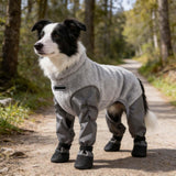 Dog Winter Coat, Waterproof Insulated Quilted Full Body Suit with Attached Boots for Small Medium Dogs, Reflective Outdoor Walking Snow Outfit (Grey, L)